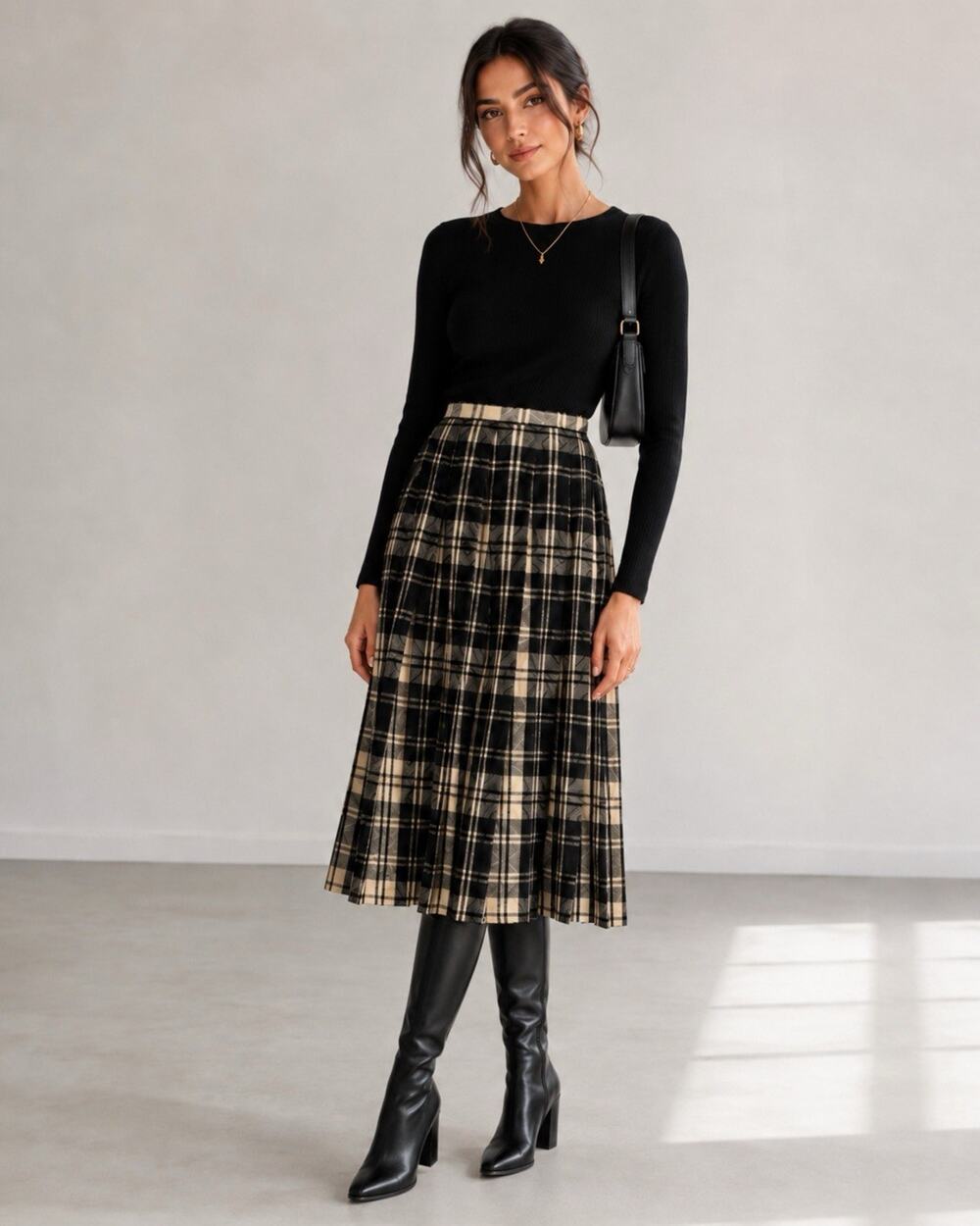80s vintage Pendleton Women’s Plaid Pleated Tweed 100% Wool Long Skirt Size 12